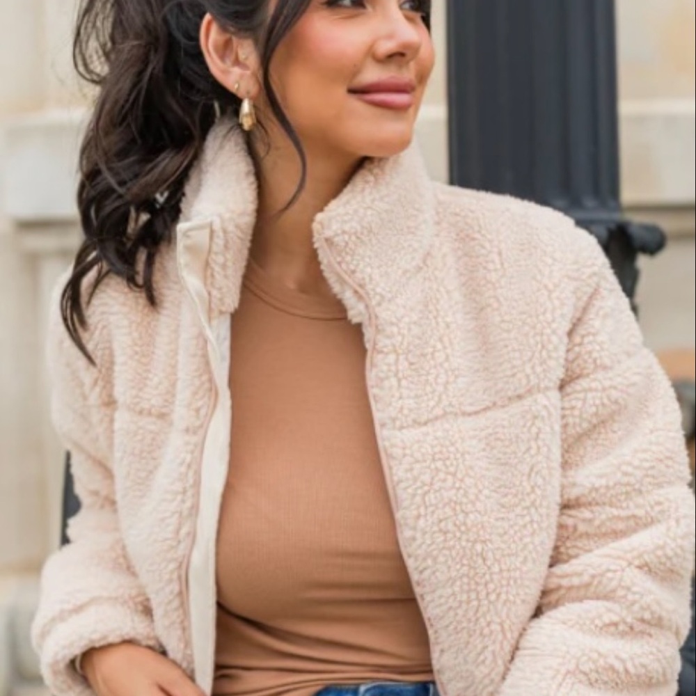Pink Lily Cream Teddy Jacket
